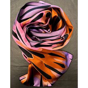 New Dana Herbert 100% Silk Scarf Handmade in Oregon 12”x56” Violet Pink Abstract